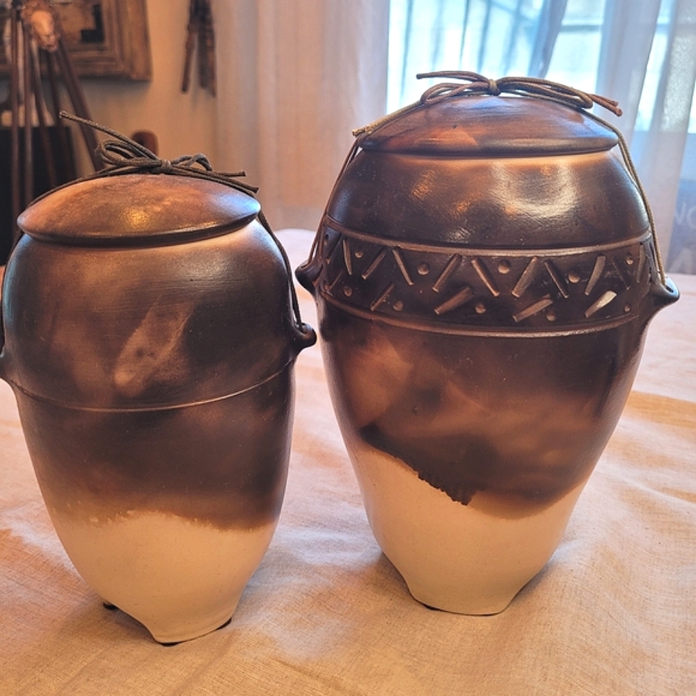 Handcrafted One Of A Kind Studio Brutalist Ceramic Vessel Set
